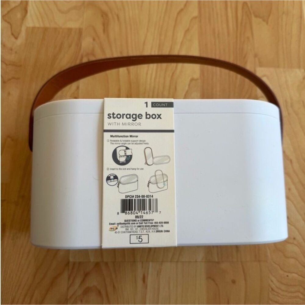 Target White Portable Storage Box With Mirror Travel Vacation Camping Makeup